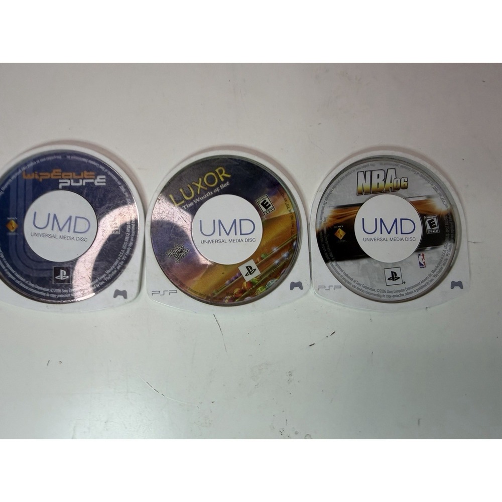 Lot of 3 PSP UMD Games – Wipeout Pure, Luxor: Wrath of‎ Set, NBA 06 – Loose